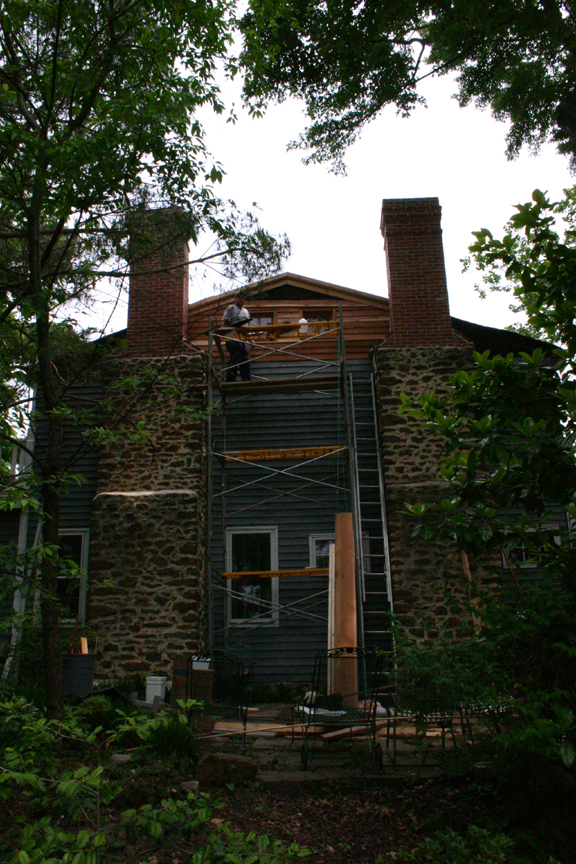 Mt. Hope: close up photo of chimney and sideing renovations