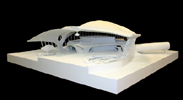 Saarinen TWA: photo of TWA terminal model side